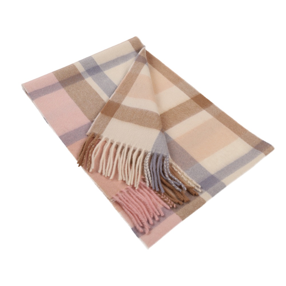 Bufanda beige de cuadros de lana 100 % – Londres