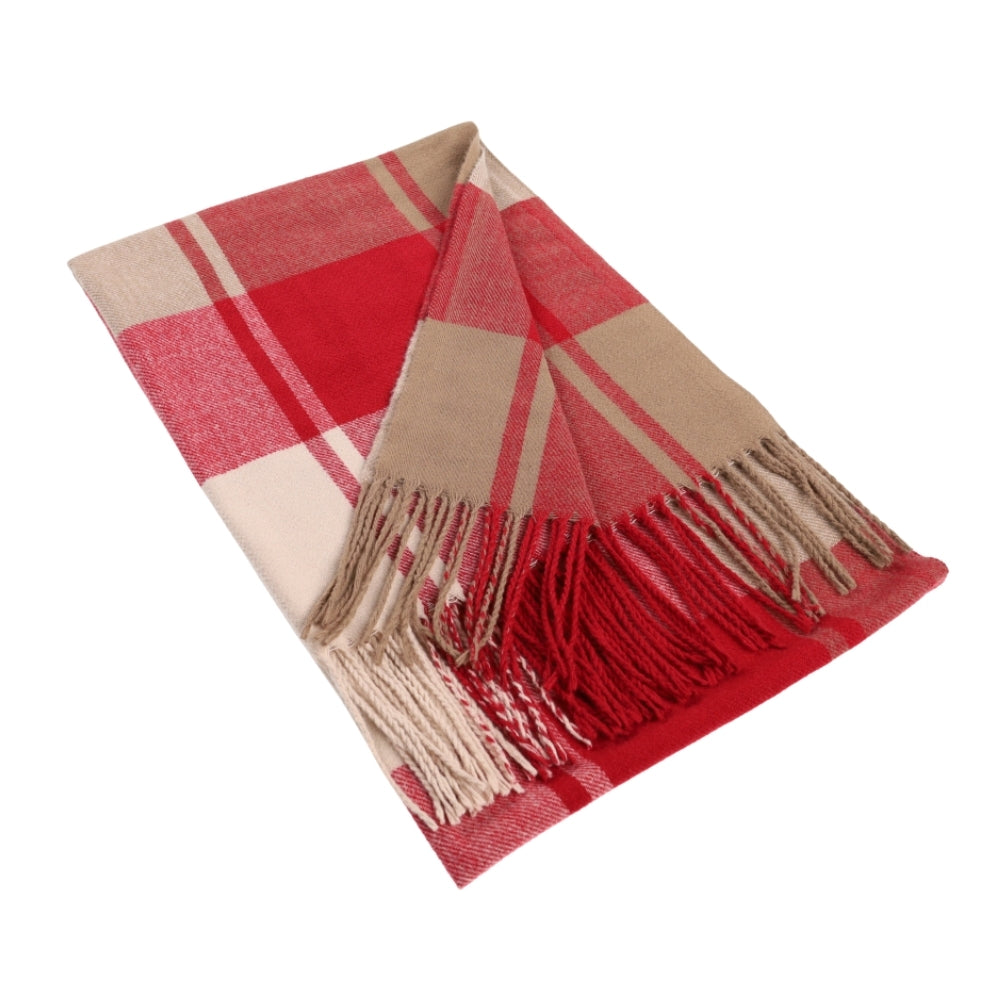Bufanda roja de cuadros con flecos – Liverpool