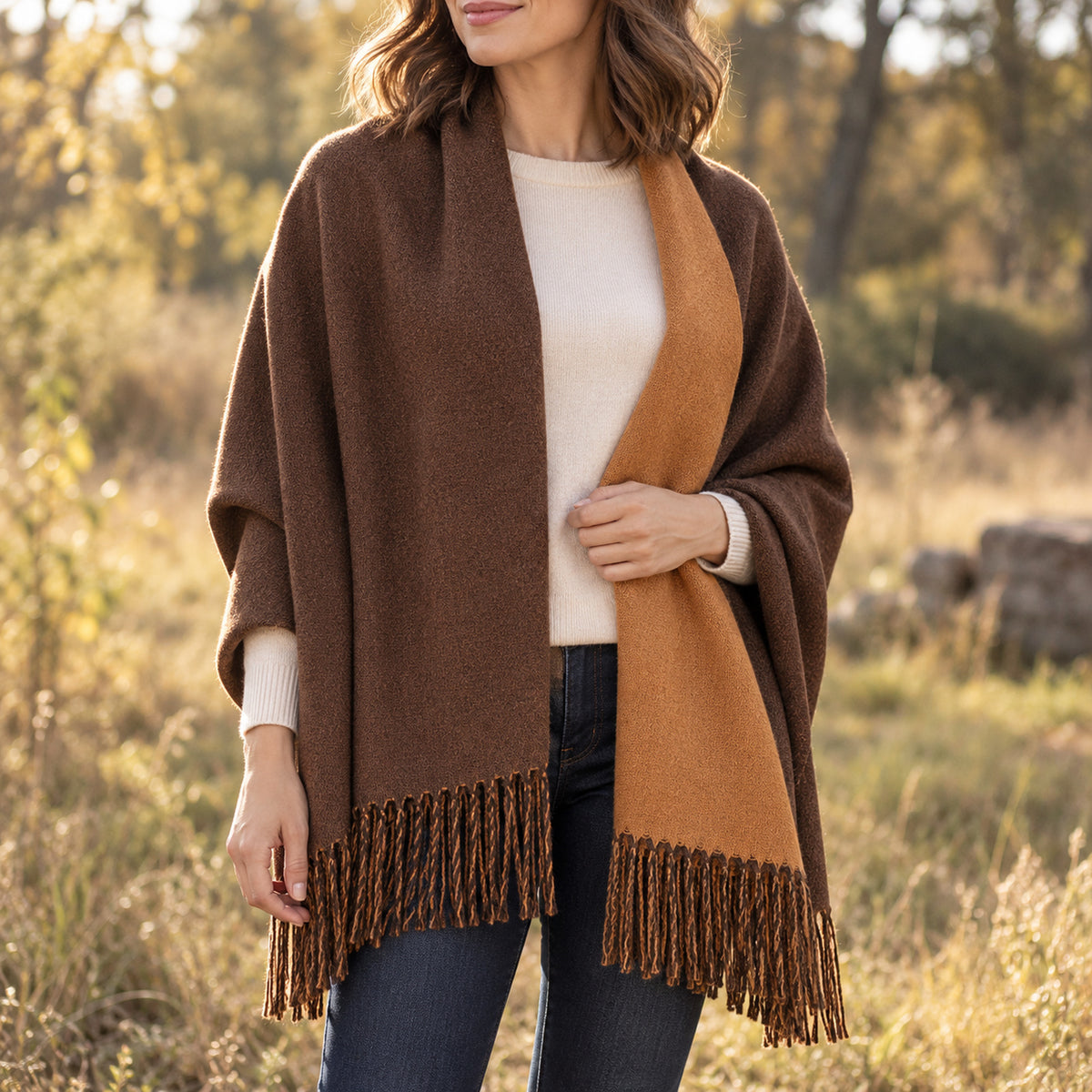 Chal de pashmina reversible para mujer